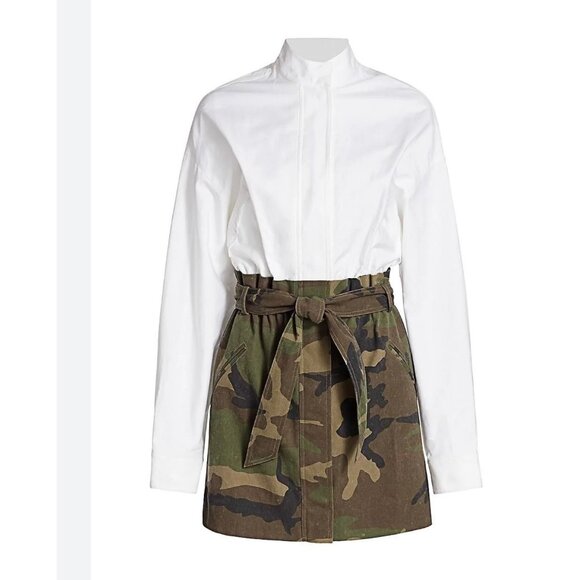 RTA NICCOLA COMBO DRESS WHITE/ CAMO SIZE M - Picture 3 of 14
